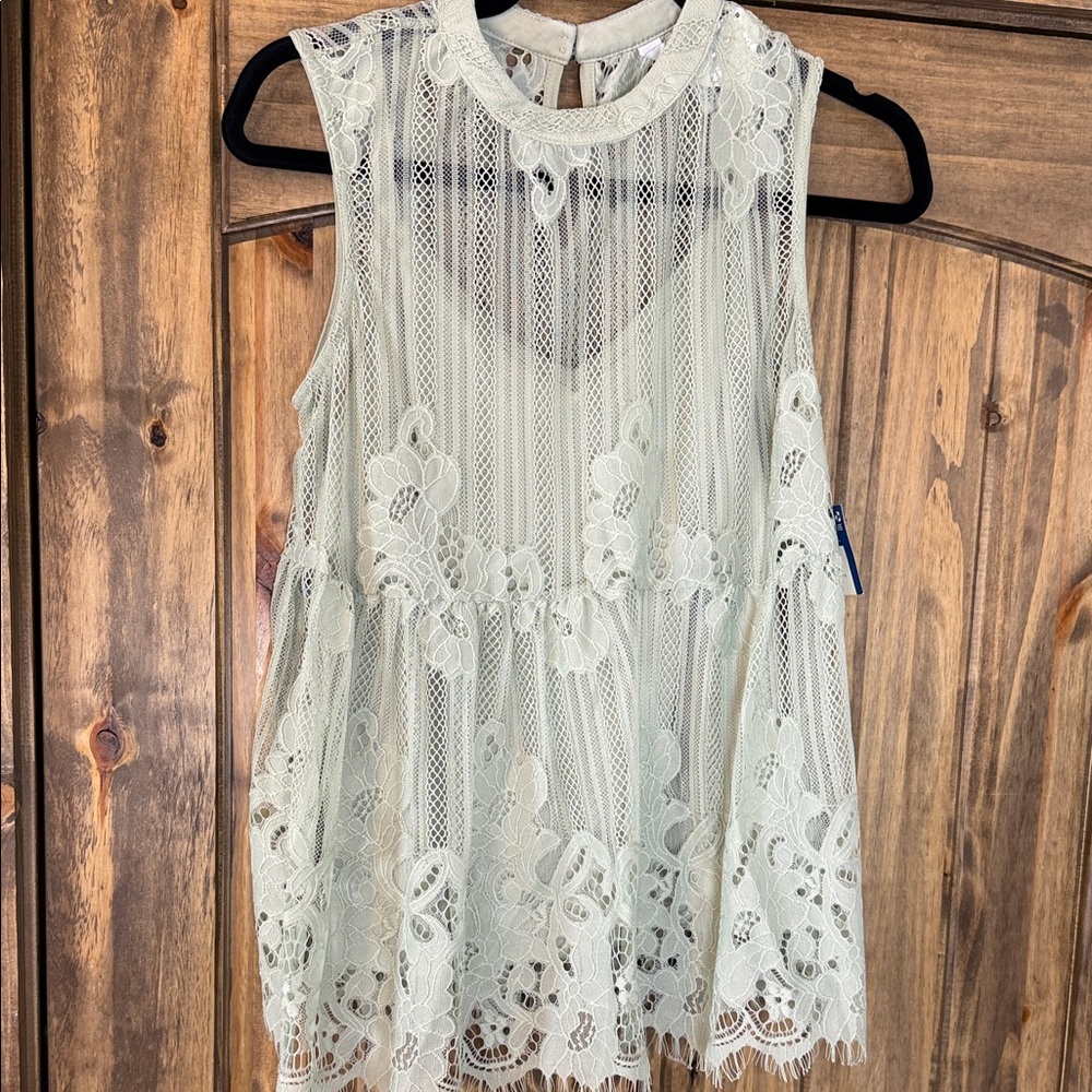 Arizona Jean Company Lace Sleeveless Blouse - Green